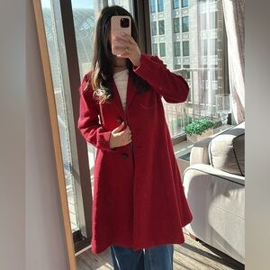 Boden red wool coat Elegant Red Coat with Button Details